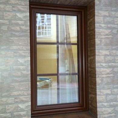 Ventana abatible Aluminio Lacado cerezo Marco tradicional rpt