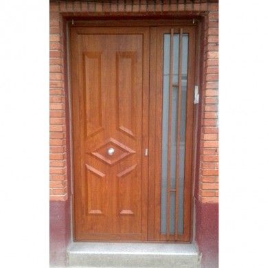 Puerta de entrada con fijo lateral Aluminio Lacado Embero Panelada rpt