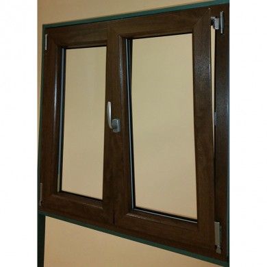 Ventana oscilo batiente Color nogal Serie Gealan 8000